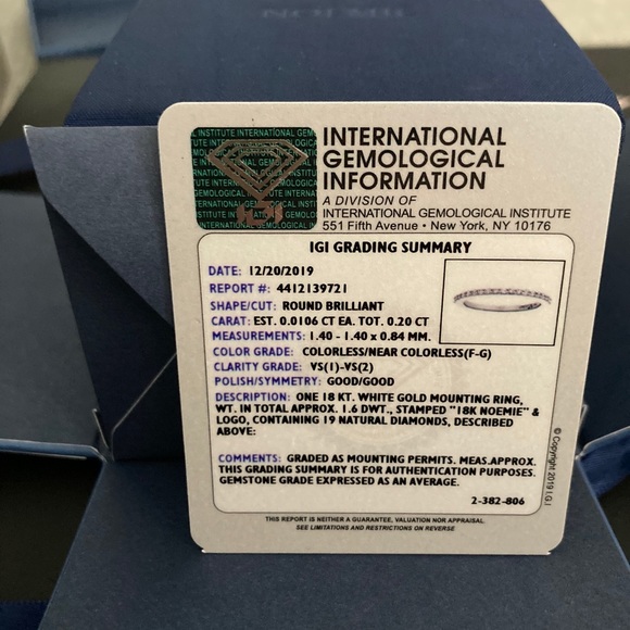 Noemie 18k white gold half eternity band. Sz 5.75. - Picture 7 of 8